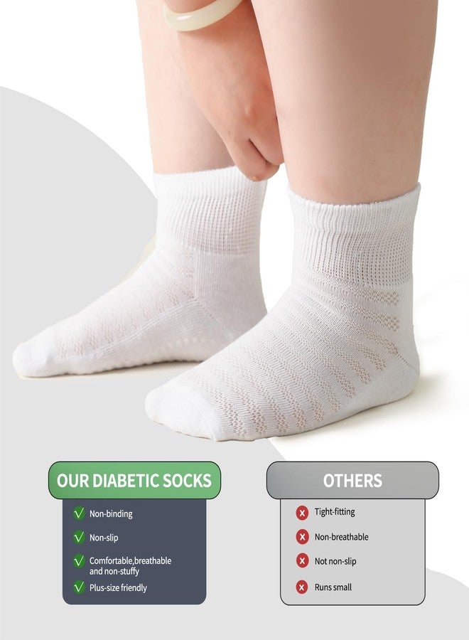 Ioryzek 6 Pair Diabetic Ankle Slipper Socks with Grippers for Women Extra Width Non Binding Socks for Women - Image 4